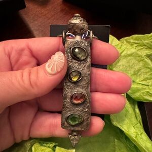 Artisan Secret Compartment Multi-Stone Tourmaline Pendant